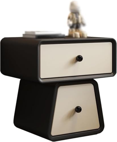 Modern Wooden Nightstand - Stylish Bedside Table with Storage Cabinet for Bedroom & Living Room - Versatile Black End Table (45x40x47cm) - Sleek Design & Functional Storage