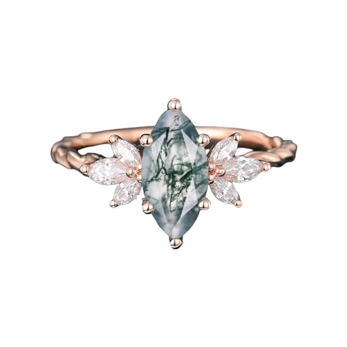 marquise cut moss agate engagement ring cross over promise ring marquise cut cz diamond cluster bridal wedding ring natural green gemstone ring holiday gift for wife by kanishka gems jewels