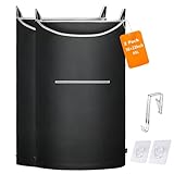 KINGSUSLAY XL Hanging Laundry Hamper, 2PC-Black, Over Door/Wall Mount, Large Capacity, Modern Design, Durable, Waterproof