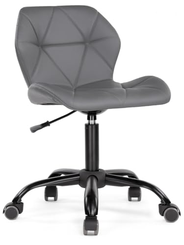 Image of Amazon Brand - Umi Height-Adjustable Faux Leather Office Study Desk Chair for Salon, Spa, in Dark Grey Color