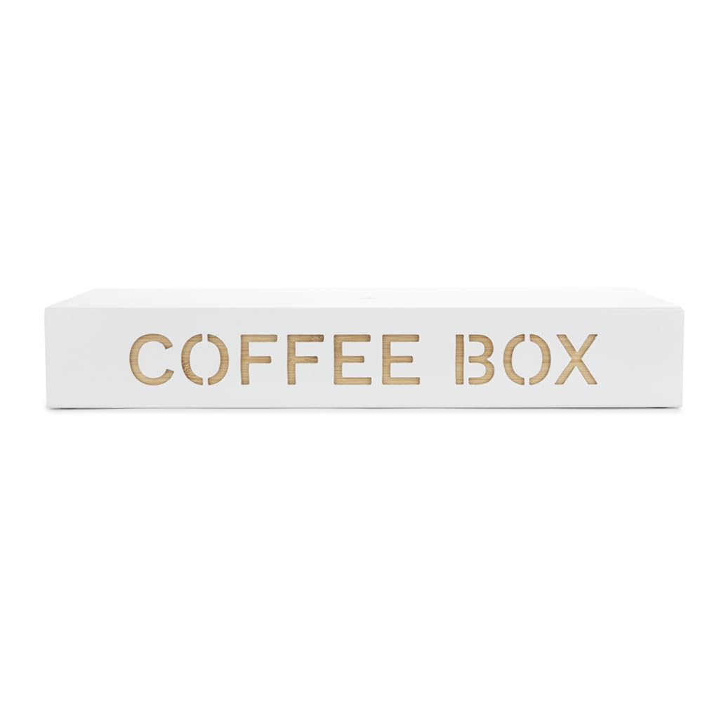 Balvi Coffee Box Coffee Box Color Blanco Almacenaje para cápsulas de café Metal/bambú 6x14,5x37,2 cm