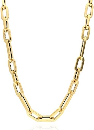 14K Yellow Gold 6mm Elongated Figaro Paperclip Chain Necklace 16"-24", 22"