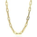 14K Yellow Gold 6mm Elongated Figaro Paperclip Chain Necklace 16"-24", 22"