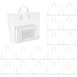 FINGERINSPIRE - Bolsas de plástico con asas (60 unidades, 30,5 x 40,5 x 9,5 cm, bolsas de compras, tienda, bolsa de regalo, PE escarchado bolsa blanca rectangular, embalaje Detalle helado para tiendas