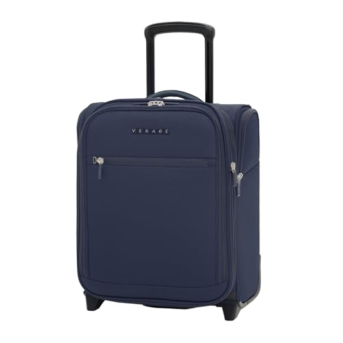 Image of Verage Underseat Carry On Luggage With Spinner Wheels, Navy Blue, 16-Inch Rolling Pro, Softside