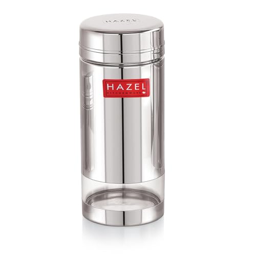 HAZEL Stainless Steel See Through Transparent Container | Kitchen Air Tight Storage Dabba Container, 950 ML