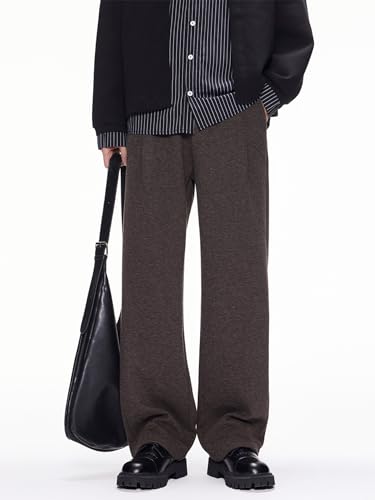 Men's Pants Wool Straight Loose Casual Fit Dress Trouser for Man2