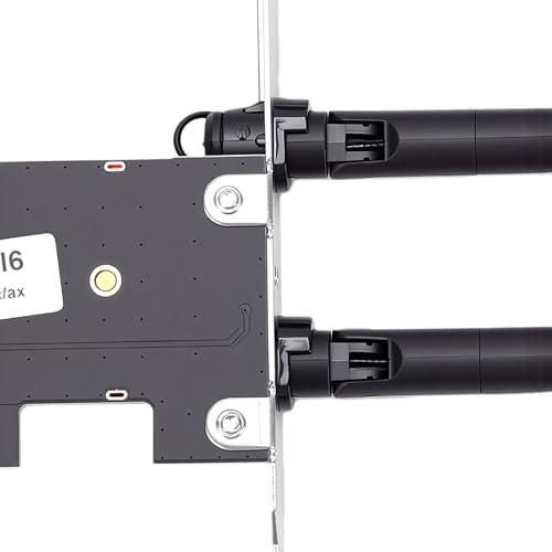 Bewinner WiFi 6E PCIe Tarjeta de Red Inalámbrica, Bluetooth 5.2, Dual Band 1800Mbps, Chip MT7921, para Computadora de Escritorio, con Antenas de 8dBi miniatura 7