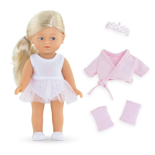 Corolle El Juego de Regalo de Mini Bailarina Rosa Corolline Incluye muñeca de 8 Pulgadas y 3 Accesorios: Tiara, suéter de Ballet y Calentadores de piernas, para Edades de 3 años en adelante