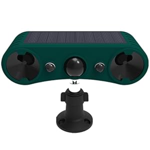 HULPPRE Solar Indoor&Outdoor Motion Sensor Alarm,Ultrasonic,2*130db Loud Siren Noise Maker,4 Modes,Mount on Ground or Fence,Red&Blue Motion Activated Strobe Light,Say Goodbye to The Intruders