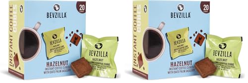 Image of Bevzilla 20 Hazelnut Flavour Instant Coffee Cubes | Made with Date Palm Jaggery & Arabica Beans | No Refined Sugar | No Preservatives | Coffee Premix with Real Ingredients| Enjoy Hot & Cold