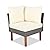 Janusline 9-Piece Patio Rattan Furniture Set, Outdoor Patio Furniture, All-Weather Outdoor Wicker Sectional Conversation Set with Arm Chairs and Table, Acacia Wood Legs, Washable Cushion, Beige