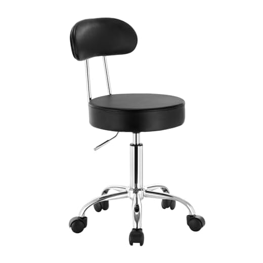 WOLTU® 1 Stück Arbeitshocker Drehhocker Rollhocker Drehstuhl Hokcer Bürostuhl mit Lehne höhenverstellbar Schwarz BH34sz-1