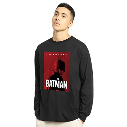 Image of Bewakoof X DC Batman Men's Cotton Printed Oversized Fit Full Sleeve Round Neck T-Shirt | Casual Wear | Street Wear | Oversized t Shirt for Men Cotton | Baggy