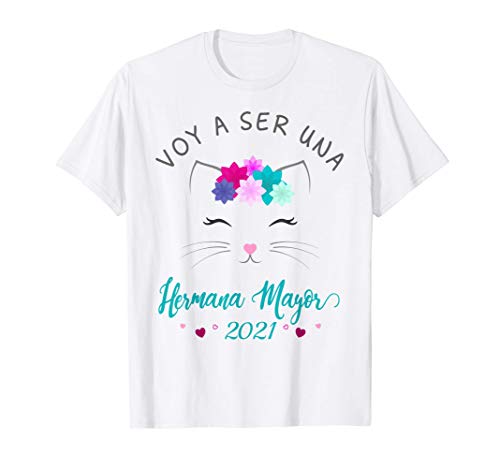 T-Shirt Voy A Ser Una Hermana Mayor 2021 Gato Camiseta