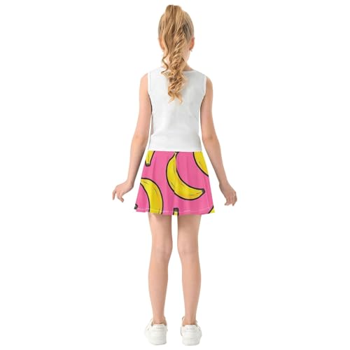 Dance Golf Athletic Shorts for Girls Skorts Skirts with Shorts Teen Cheer Playful Banana Yellow Bananas Pink 4t4