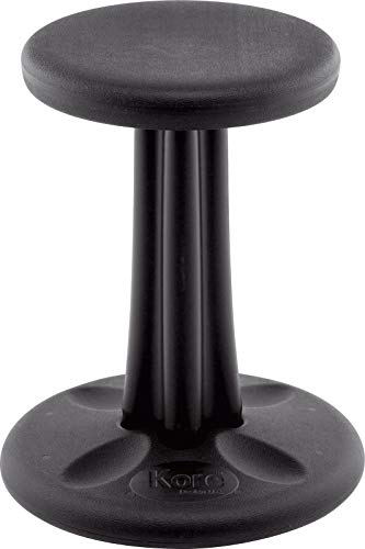 Image of Kore Junior Wobble Stool, Flexible Seating, Ages 8-9, 16in, Black | Wiggle chair for classroom and home boosts focus, improves posture, and provides an energy outlet; anti-tip base; Made in USA