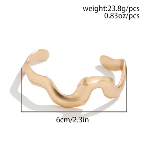 Chunky Gold Punk Cuffs Bracelets for Women Vintage Silver Liquid Geometric Lava Wave Bangle Curved Wavy Irregular Bracelet Trendy Melted Jewelry Gifts3
