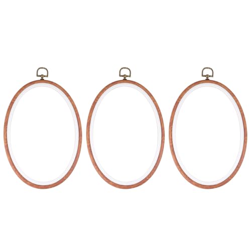 Cadre à broder ovale anti-plis effet bois 18x25 cm pour réussir tous vos points de croix