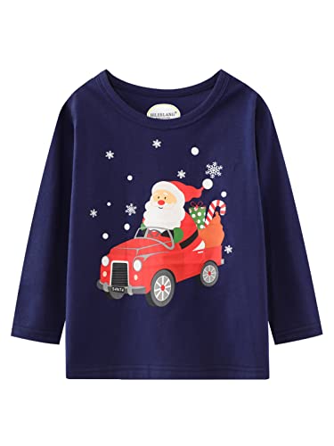 Image of Girl Long Sleeve Shirts Christams Tops Tees Cotton Casual Stripe Crewneck Graphic Jersey Tunic T-Shirts 3 Packs Sets