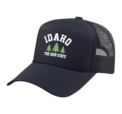 Idaho Trucker Hat with Adjustable Mesh Back, Navy Blue