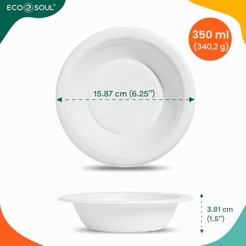 ECO SOUL Papierschalen 350 ml(12oz) suppenschalen einweg, 100 Pack (weiß) – Ansicht 3