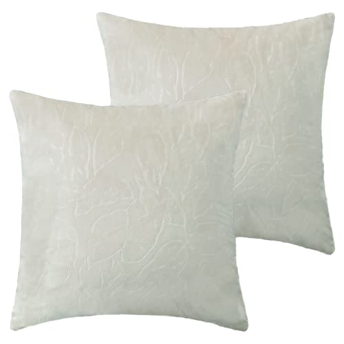 Leaf Pattern Throw Pillow Covers 18x18 Set of 2 Comfortable Chenille Leaf Pillow for Couch Square Cushion Cases Farmhouse Home Decor Pillowcase, Micheal Pennor (Khaki)