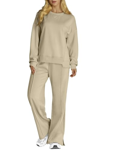 SotRong Tuta da donna Set completo accogliente Lounge Wear Set girocollo Co Ord Set tinta unita per il tempo libero tuta da jogging due pezzi autunno inverno casual outfit oversize palestra Activewear