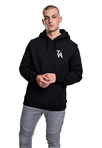 Mister Tee Sudadera con Capucha LA de Manga Larga, Estampación Delantera y Trasera, Bolsillo Delantero, Moda Urbana, Negro, Tallas XS - XXL