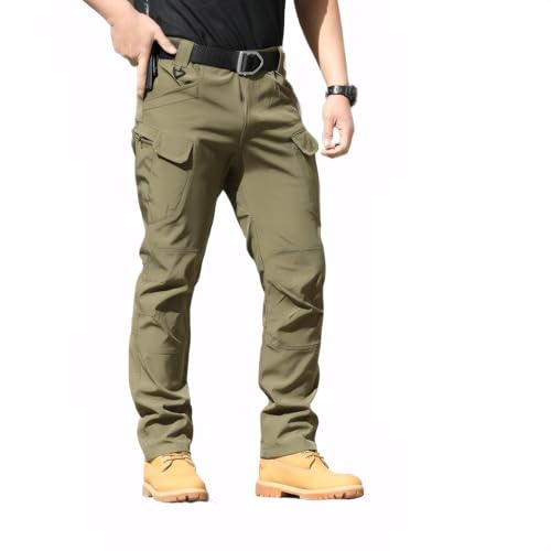 Cicilin Calça cargo tática masculina, resistente à água, para atividades ao ar livre, leve e elástica, Verde, G