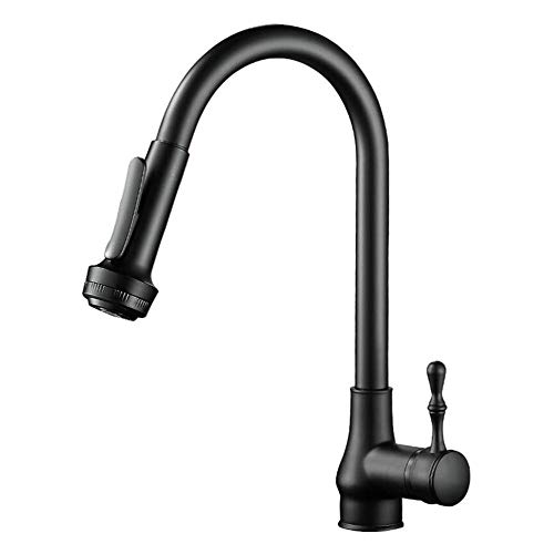 Grifo de cocina multifunción negro con expansión libre y control de agua fría y caliente