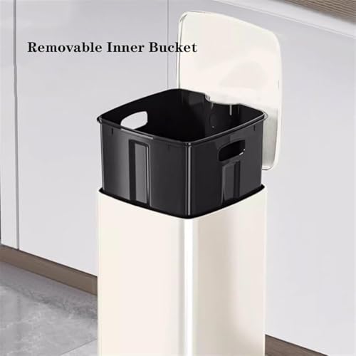 Bote de basura rectangular de acero inoxidable cepillado 30 L miniatura 5