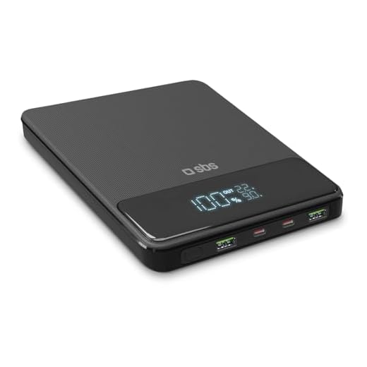 PowerBank SBS PowerBank Laptop 20K SLIM, 20.000mAh, Power Delivery 100W, Adaptive Fast Charge (AFC), Display LCD, USB-C, USB-A, Caricabatterie per Apple, Samsung, Tablet, Notebook, Smartphone, MacBook, Ipad