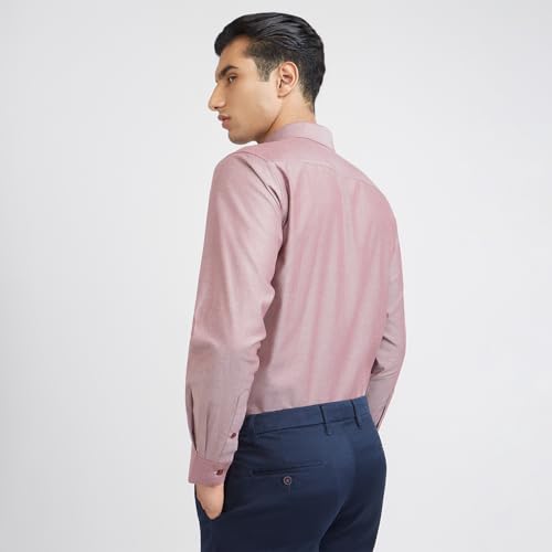 Image of Raymond Men Pure Cotton Slim Fit Solid Pattern Semi Cut Away Collar Formal Shirt