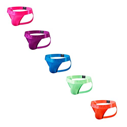 JOCKMAIL 5PCS/Pack Mens Thongs Underwear Jockstrap Low Rise Athletic Supporter Jockstrap Mens Breathable Briefs Men Jockstrap