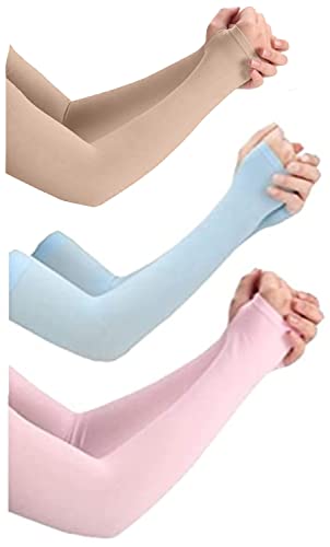 PURSUE FASHION Unisex Full Arm Fingerless Sleeves Gloves for UV, Dust, Summer, UV Sun Protection Arm Sleeves for Men & Women, Protection Arm Sleeves