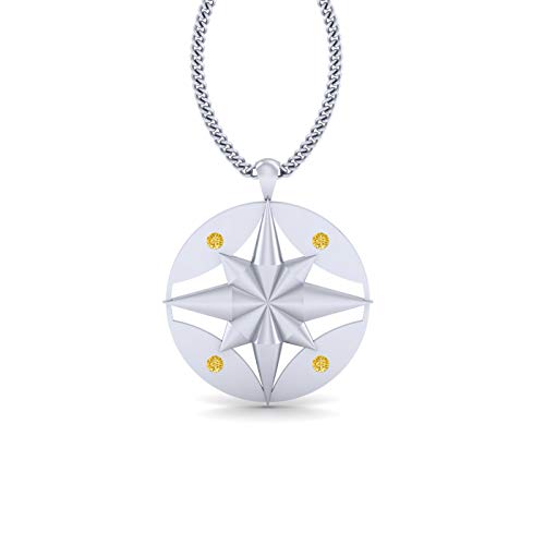 Colgante de diamante amarillo redondo y plata 925, joyería fina unisex de alta calidad