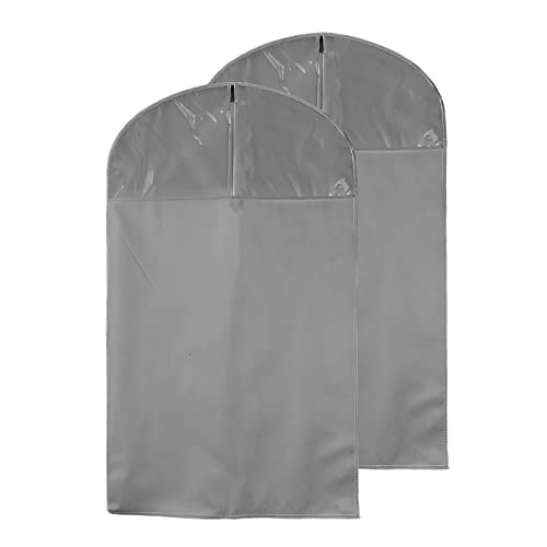Medesey Sacs à vêtements Housses de vêtements à suspendre (lot de 2 100 x 60 cm) Tissu non tissé léger 2022 Nouvelle version Veste de costume uniforme avec fenêtre transparente (Gris) Cover