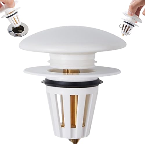 Tapón De Desagüe Universal, Tapón Lavabo Pop Up, Tapón para Fregadero Blanco, con Tapa De Cerámica, Antibloqueo, Válvula De Desagüe Repuesto Universal para Lavabo Bañera Baños Cocinas