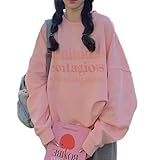 [andrei] アンドレイ トレーナー ロゴ プリント 裏 起毛 長袖 丸首 クルー ネック プルオーバー スウェット カジュアル レディース (ピンク, XL)