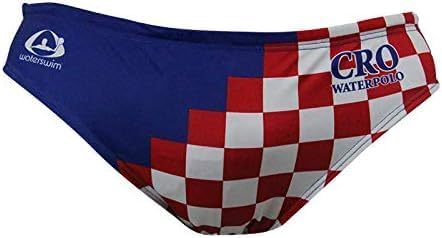 Suit Croatia Blue and Squares Swimwear, Swim Briefs for Swimmers, Water Polo, Underwater Hockey, Underwater Rugby