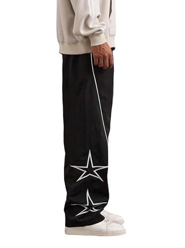 SOFIA'S CHOICE Men's Baggy Sweatpants Y2k Striped Star Embroidery Wide Leg Dance Pants with Pocket Streetwear4
