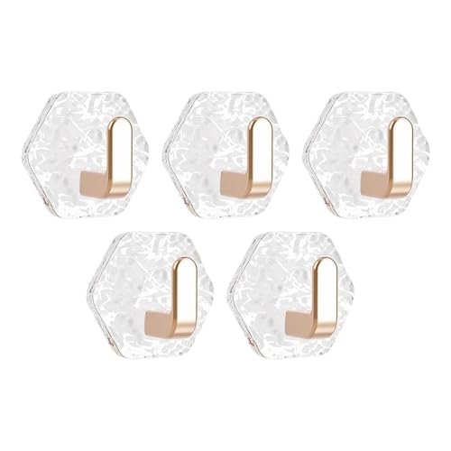 poraceous 5 Piezas Ganchos Adhesivos para Pared, Soporte de Pared para Toallas de Baño, Toalleros Autoadhesivo Extrafuerte, para Trapos Albornoz Cocina(Oro Rosa)