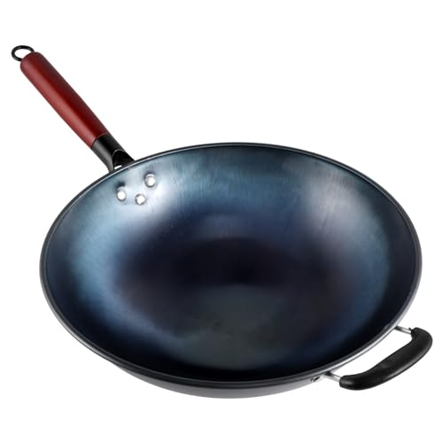 Wok chino con mango de madera antiadherente para cocina miniatura 1