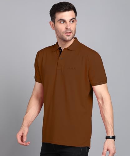 Image of 3BROS Men's Cotton Blend Half Sleeve Regular fit Comfortable Polo Neck T-Shirt (Pack of 1)