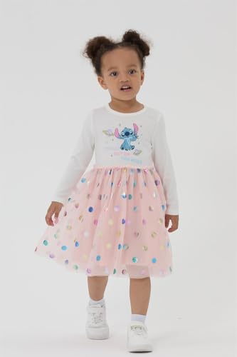 Image of Disney Princess Frozen Elsa Minnie Stitch Toddler Girl Tulle Tutu Dress Ruffle Sleeve Mesh Summer Birthday Party Clothes 2-9Y