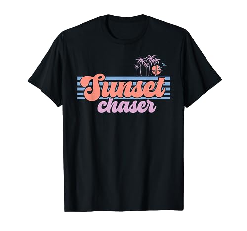 80s Retro Sunset Chaser Cool Palm Tree Vacation Beach Summer T-Shirt