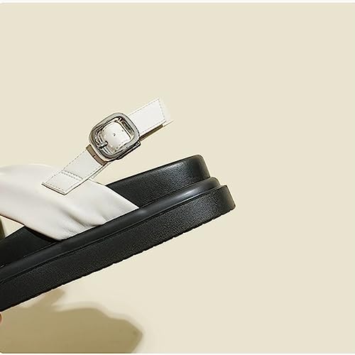 BINDT Womens Sandals Ladies Wide Fit Closed Toe Mid Heel Wedge Sandals Comfortable Strappy Beachshoes4