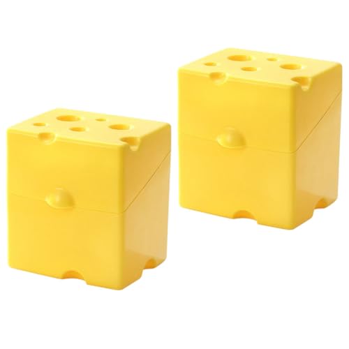 PRETYZOOM Recipiente para Queso en Lonchas 2 Piezas Tapa Abatible Contenedor Apilable para Refrigerador Caja Conservadora para Almacenar Lonchas de Queso y Tocino en Cocina Pequeña