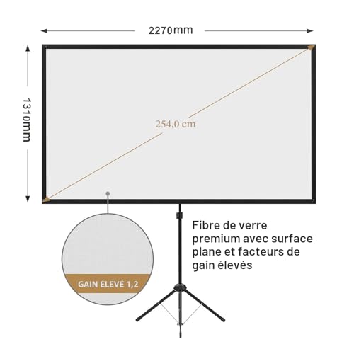Écran de projection portable 100 pouces léger et facile à installer chez soi